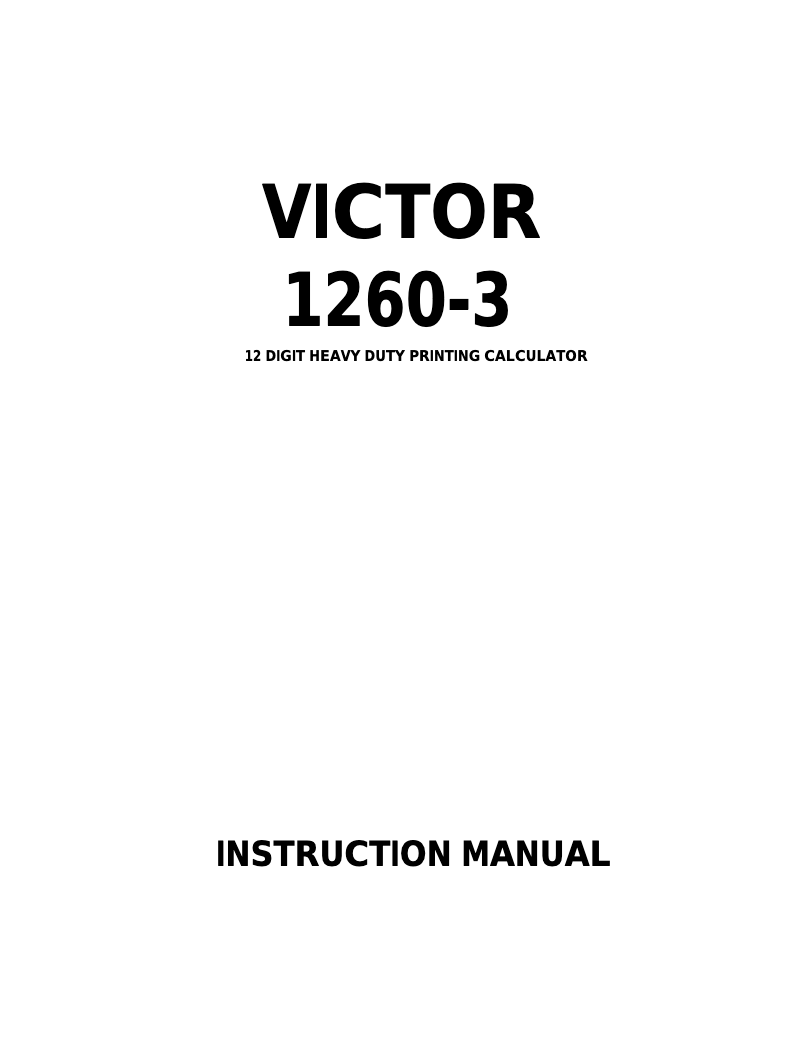 Página nº 1 - Manual de usuario Victor Technology 1260-3