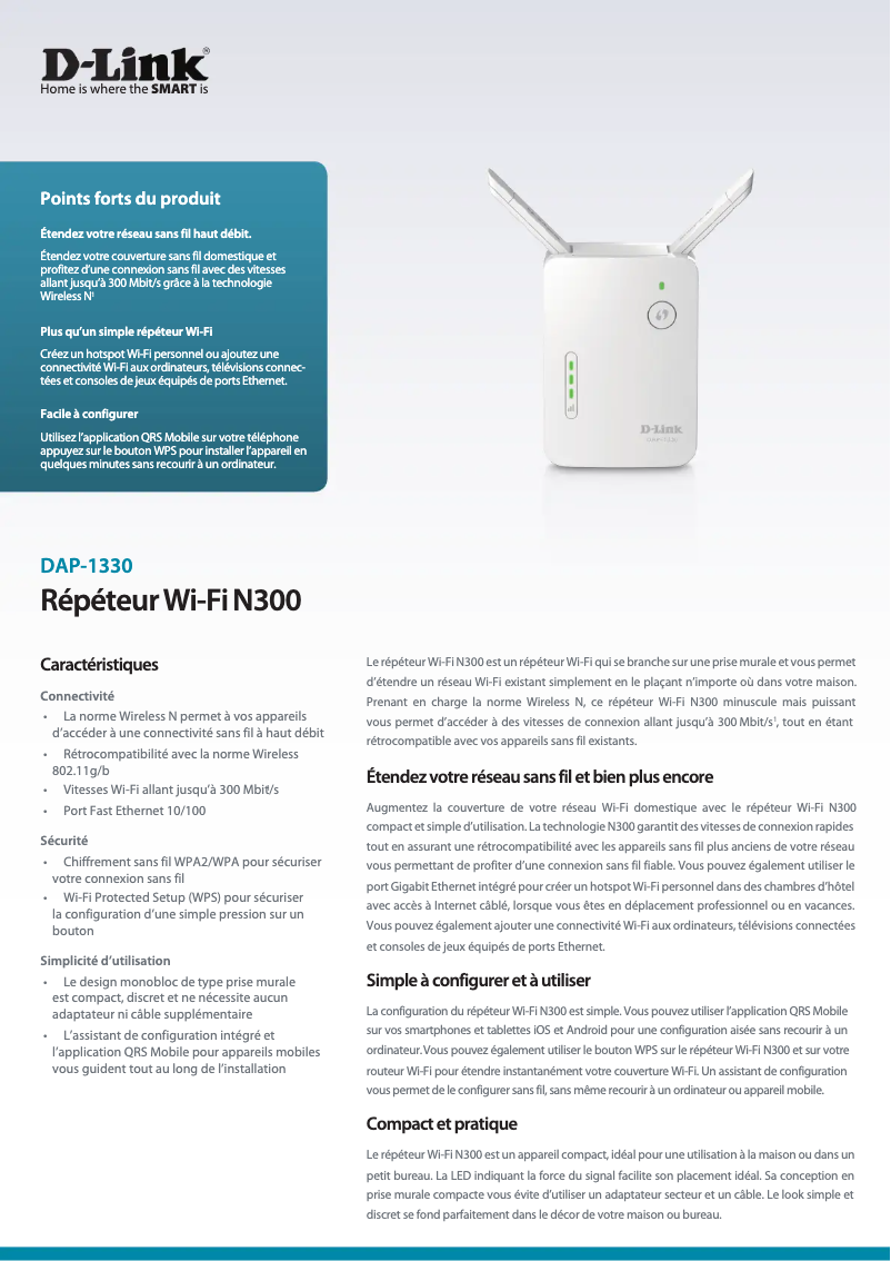 Página 1 del manual Ficha técnica D-Link DAP-1330