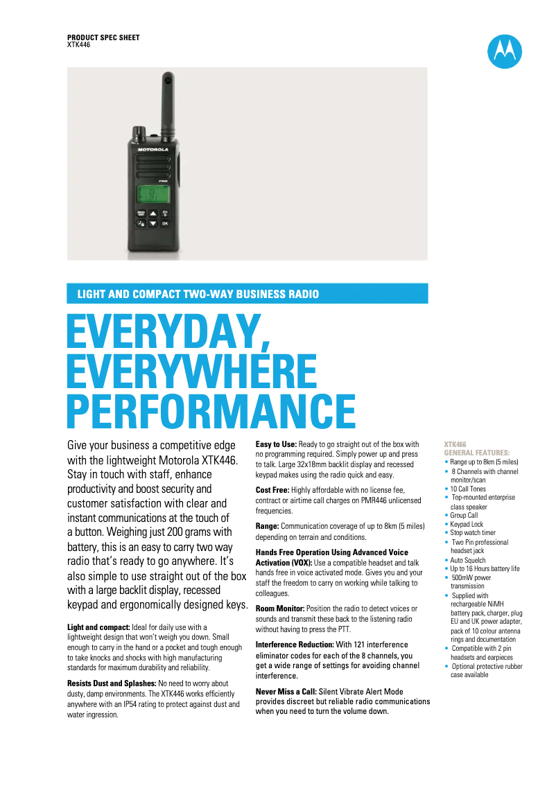 Imagen de la primera página del manual del dispositivo XTK446