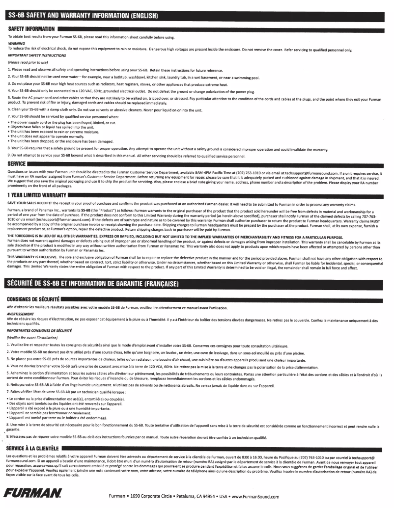Imagen de la primera página del manual del dispositivo SS-6B