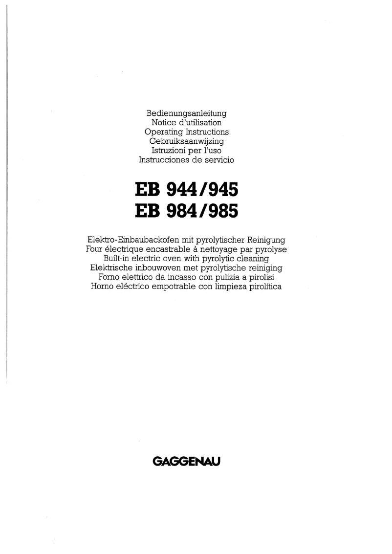 Página 1 del manual Manual de usuario Gaggenau EB945