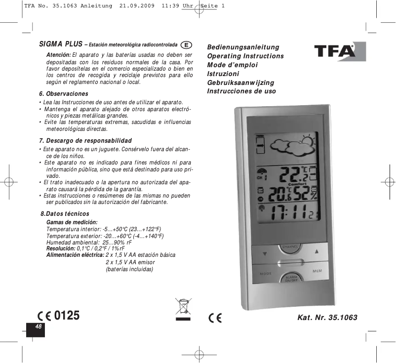 Página nº 1 - Manual de usuario TFA 35.1062