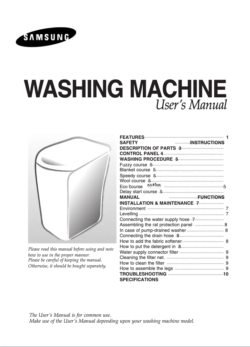 Imagen de la primera página del manual del dispositivo WA80K5