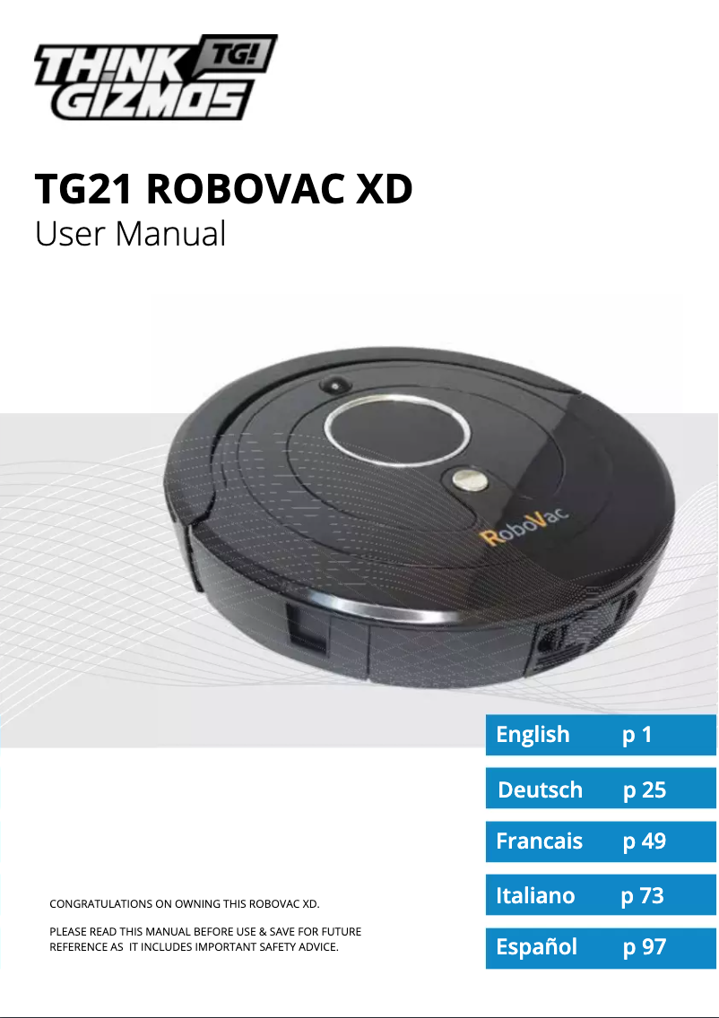 Imagen de la primera página del manual del dispositivo Robovac XD TG21