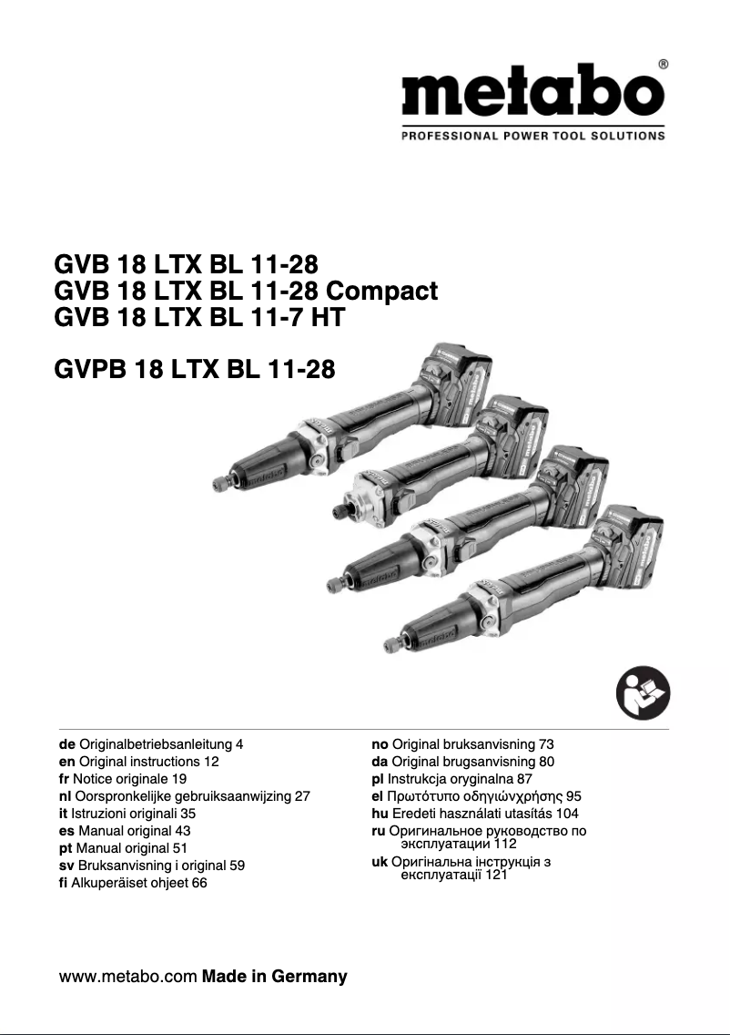 Página 1 del manual Manual de usuario Metabo GVB 18 LTX BL 11-7 HT