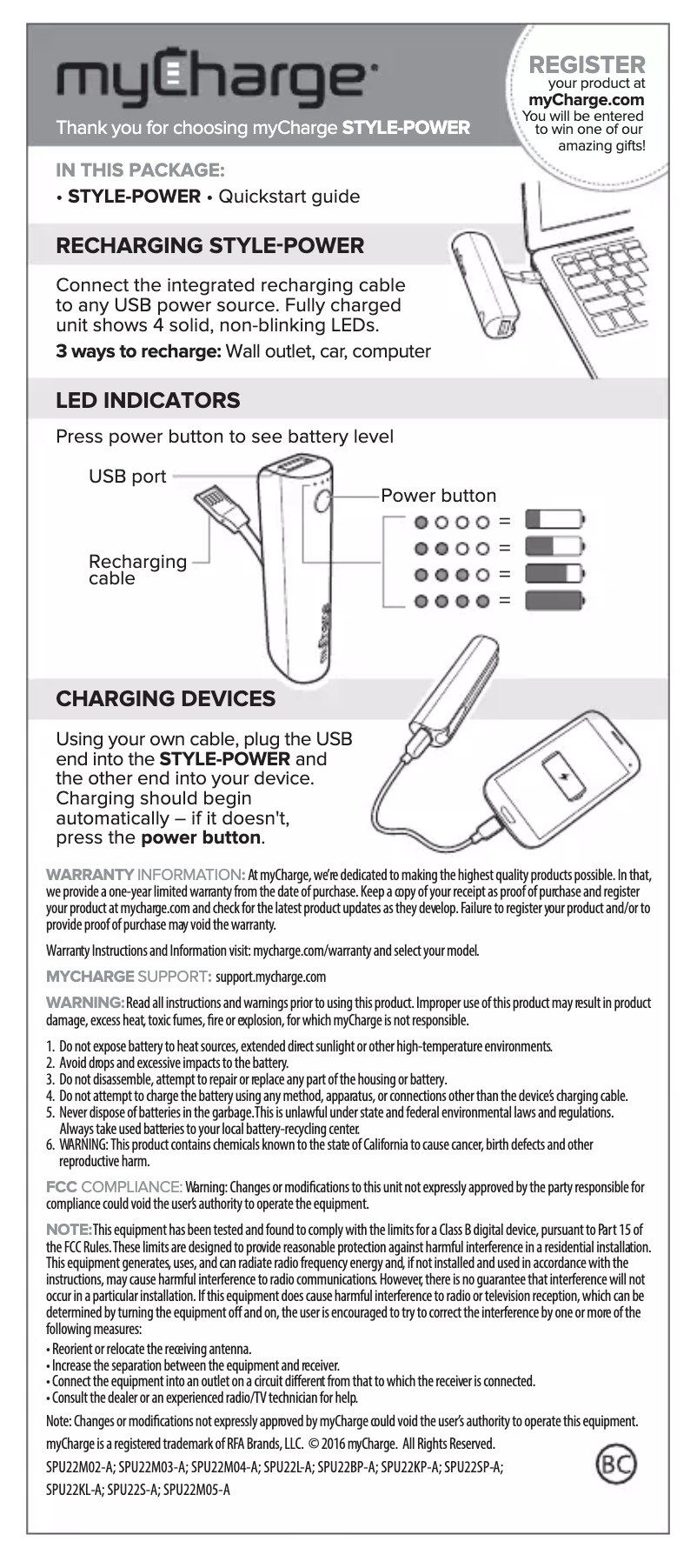 Página nº 1 - Manual de usuario myCharge Style Power SPU22L