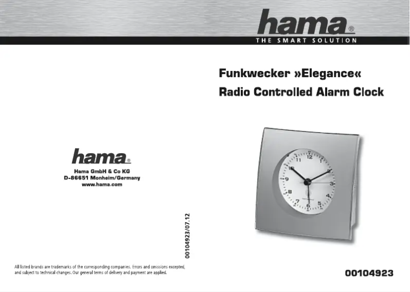 Página nº 1 - Manual de usuario Hama 104923 Elegance