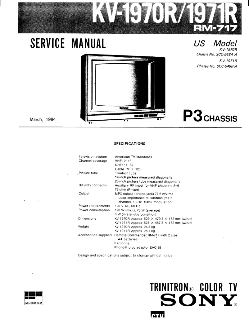 Imagen de la primera página del manual del dispositivo KV-1970R