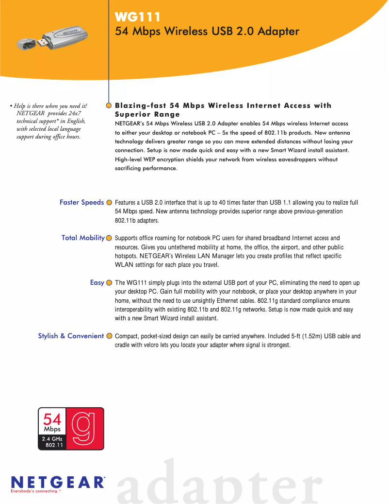 Imagen de la primera página del manual del dispositivo WG111v2