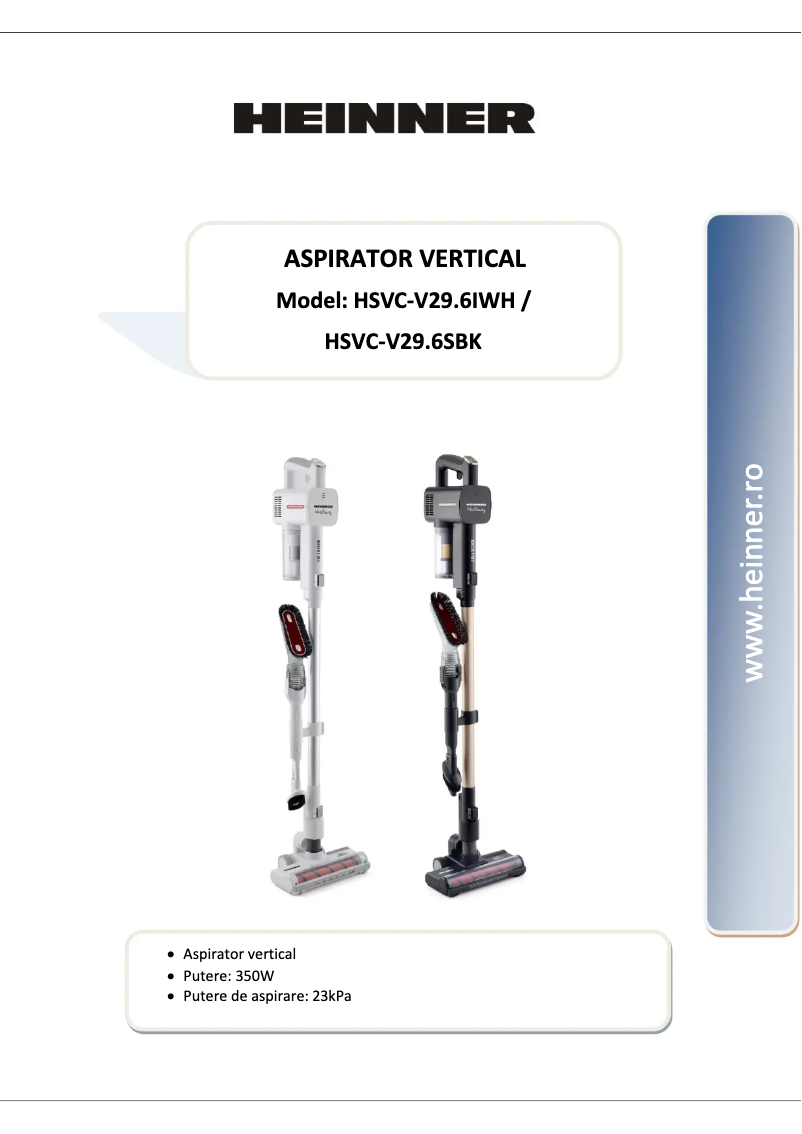 Página 1 del manual Manual de usuario Heinner HSVC-V29.6SBK