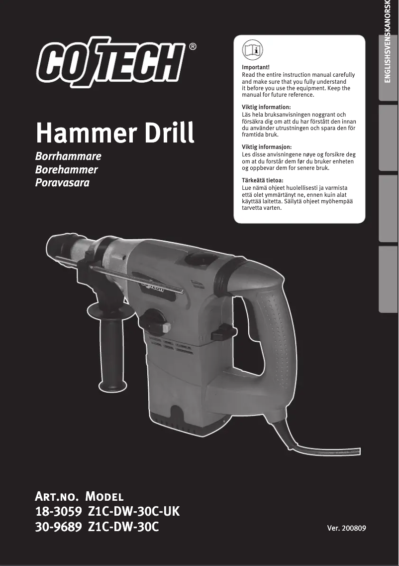 Página 1 del manual Manual de usuario Cotech Z1C-DW-30C