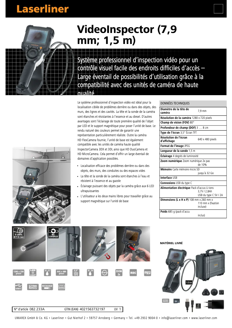 Imagen de la primera página del manual del dispositivo VideoInspector
