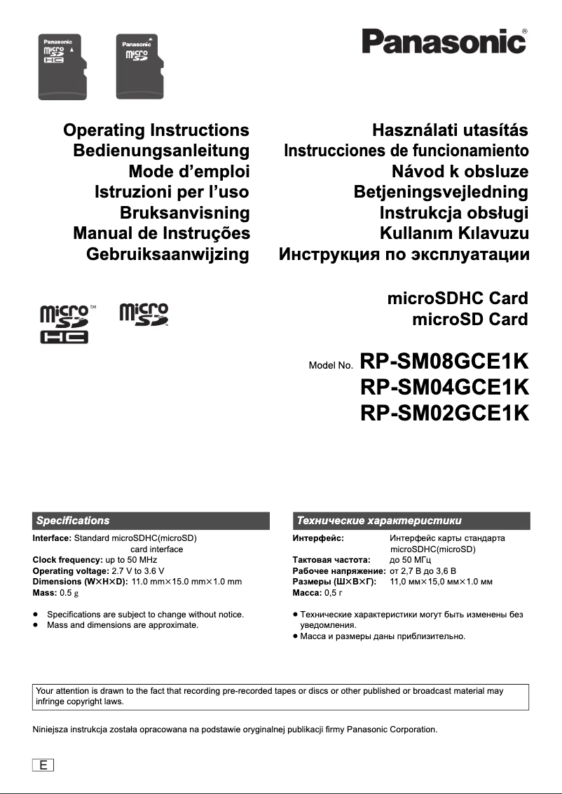 Página 1 del manual Manual de usuario Panasonic RP-SM04GCE1K