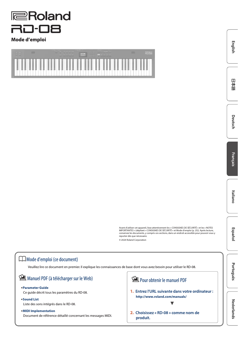 Imagen de la primera página del manual del dispositivo RD-08