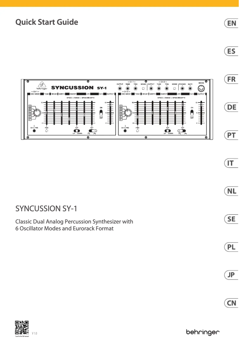 Página 1 del manual Manual de usuario Behringer SYNCUSSION SY-1