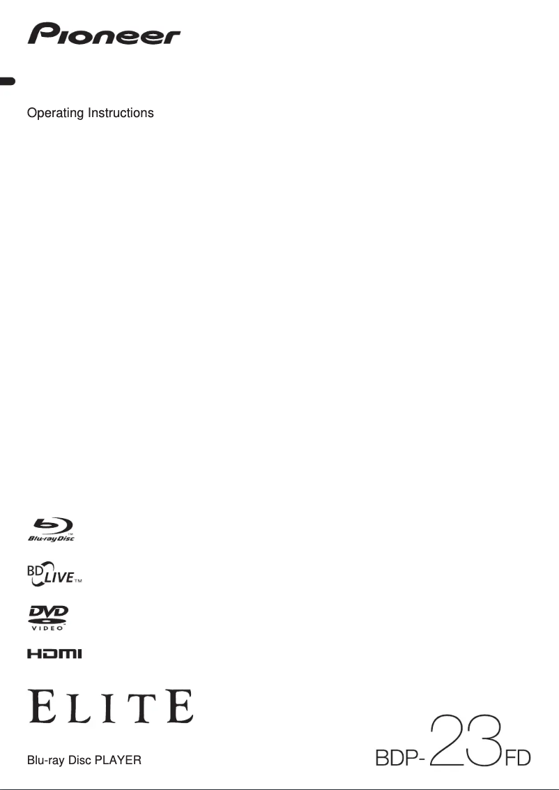 Imagen de la primera página del manual del dispositivo Elite BDP-23FD