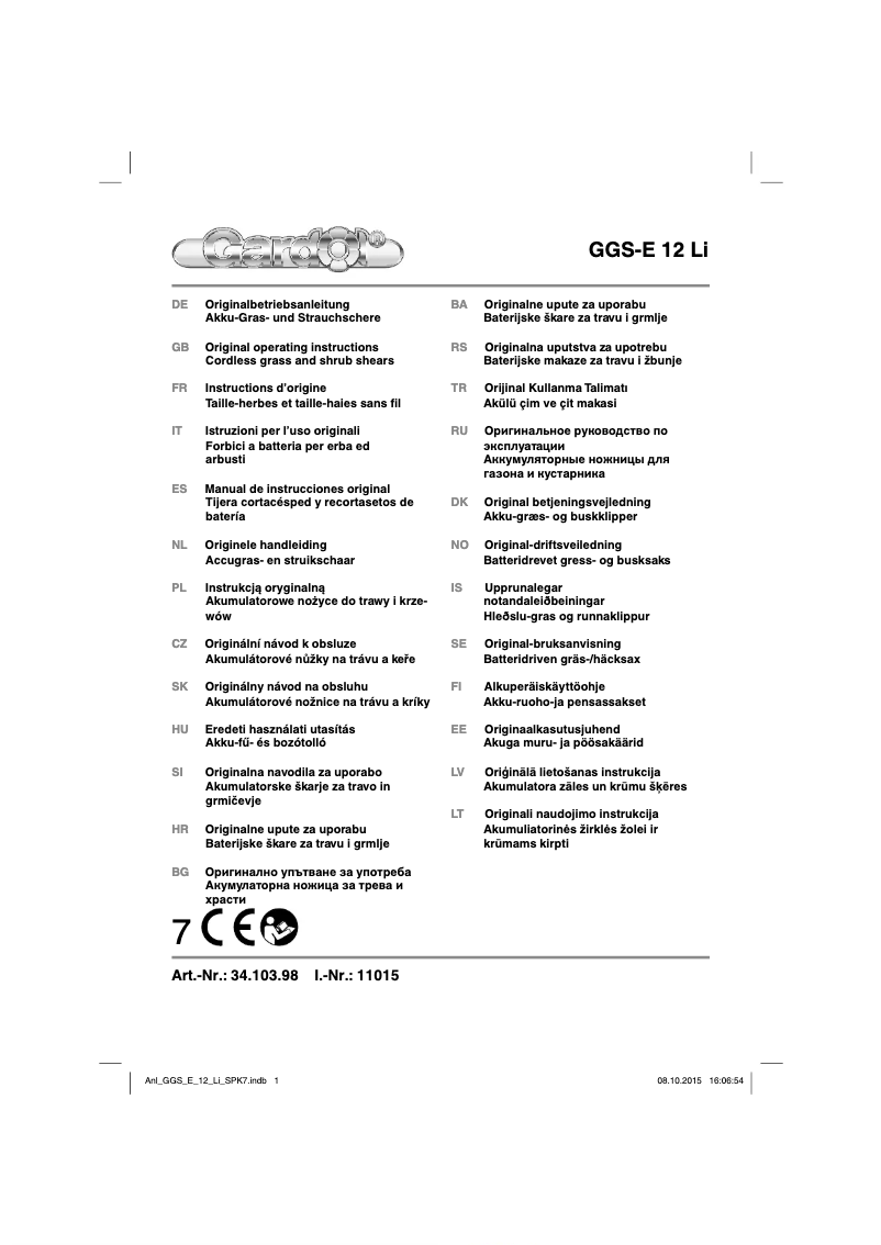 Imagen de la primera página del manual del dispositivo GGS-E 12 Li