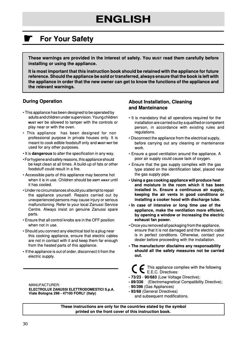 Imagen de la primera página del manual del dispositivo ZGG643ICW