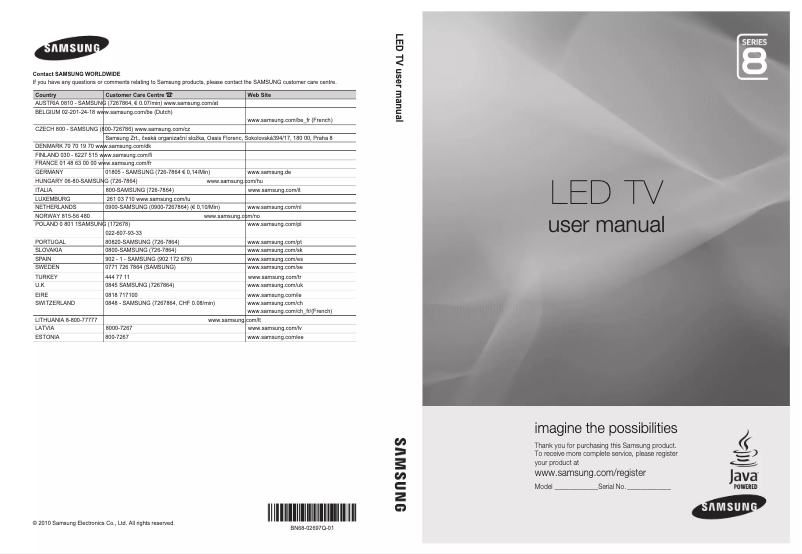 Página 1 del manual Manual de usuario Samsung UE55C8790XZ