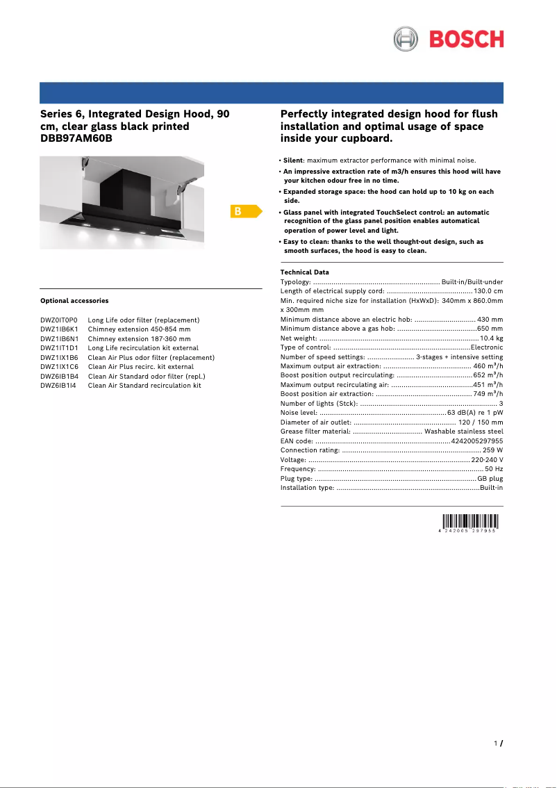 Imagen de la primera página del manual del dispositivo DBB97AM60B