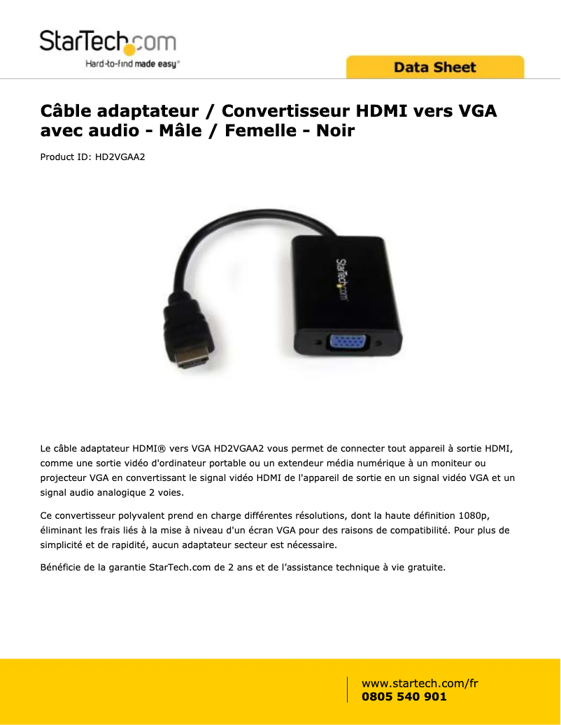 Imagen de la primera página del manual del dispositivo HD2VGAA2