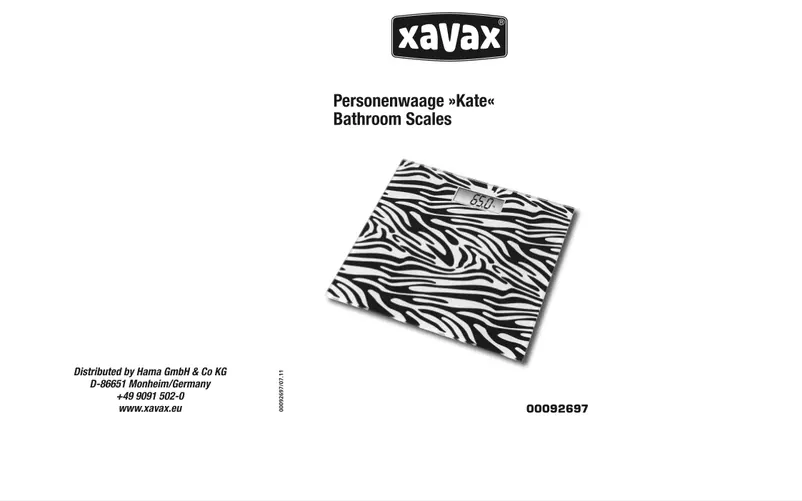 Página nº 1 - Manual de usuario Xavax Kate