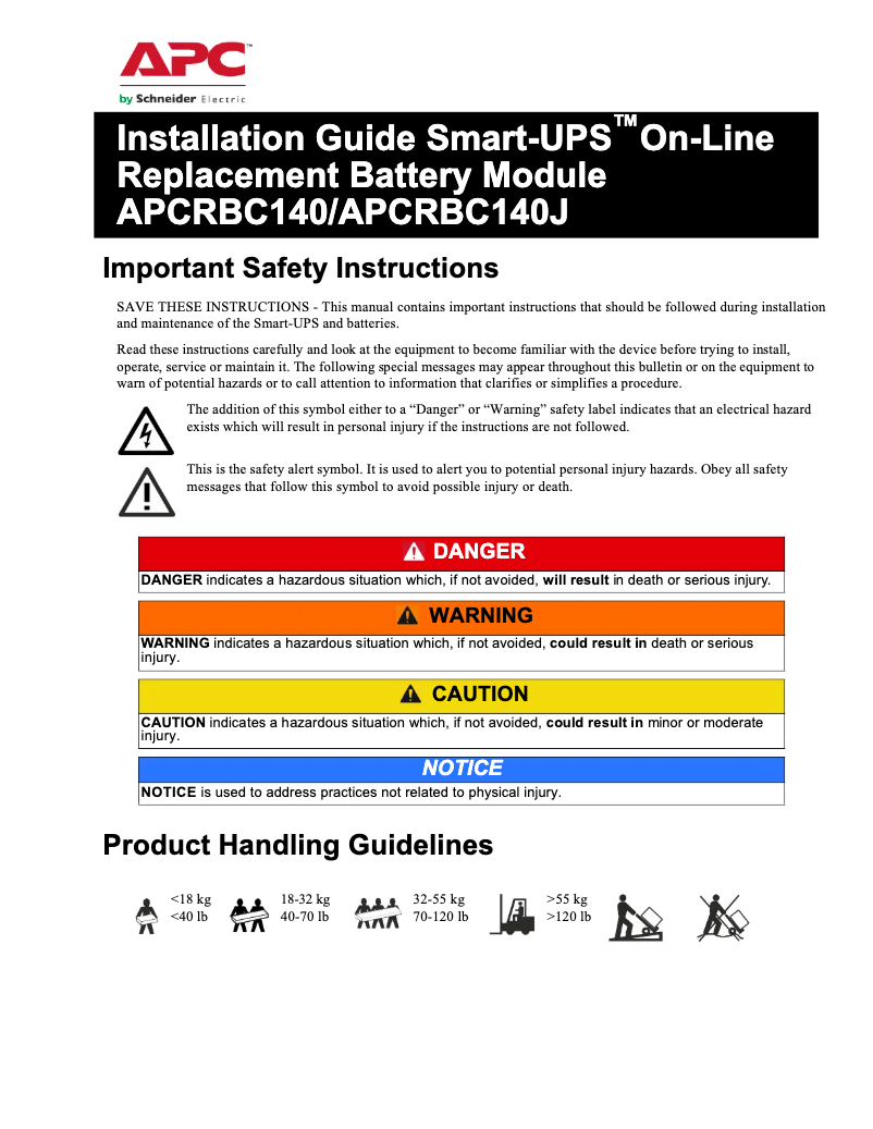 Página 1 del manual Manual de usuario APC APCRBC140