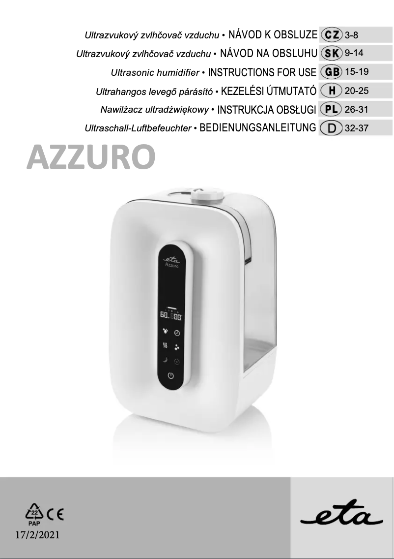 Página 1 del manual Manual de usuario Eta Azzuro