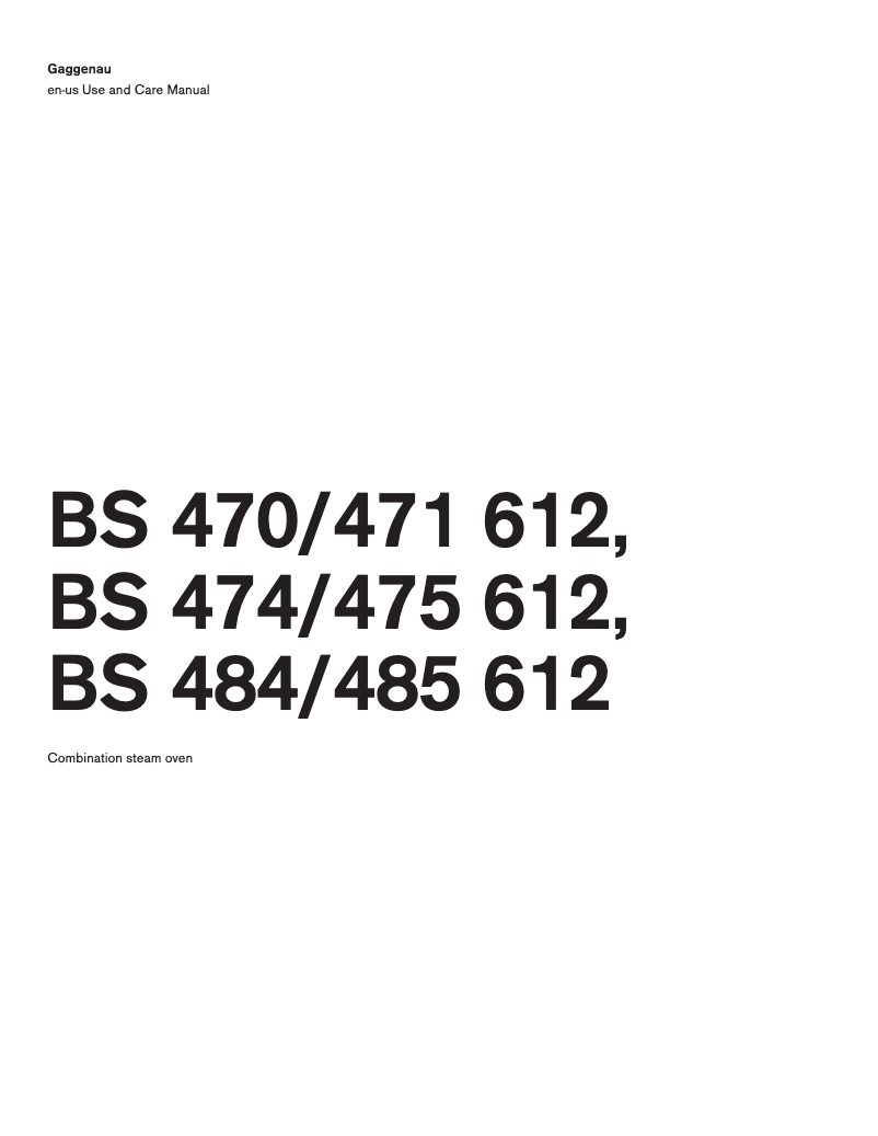 Página 1 del manual Manual de uso y mantenimiento Gaggenau BS485612