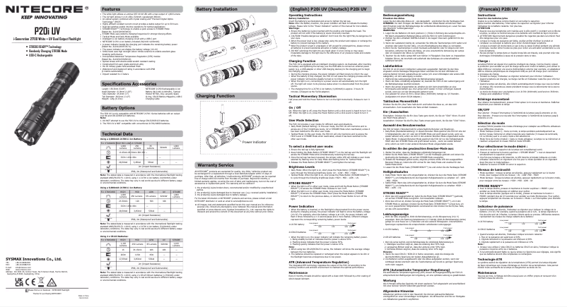 Página 1 del manual Manual de usuario Nitecore P20i UV