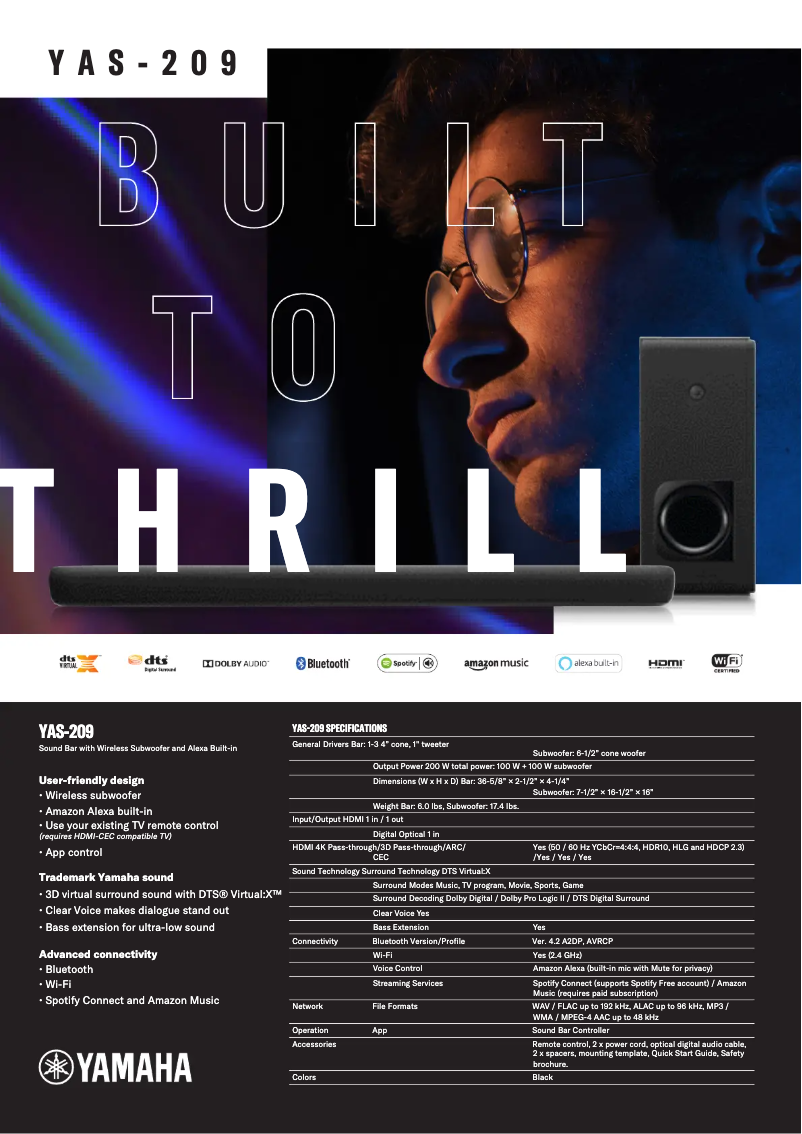 Imagen de la primera página del manual del dispositivo YAS-209