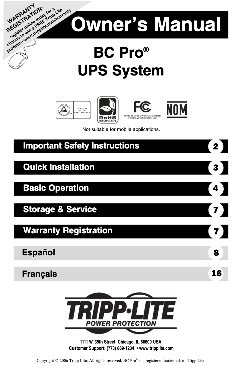 Página nº 1 - Manual de usuario Tripp Lite Internet Office