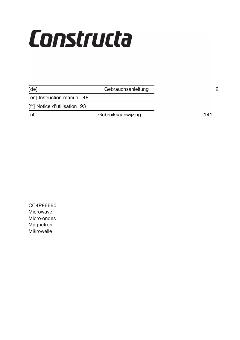 Página 1 del manual Manual de usuario Constructa CC4P86660