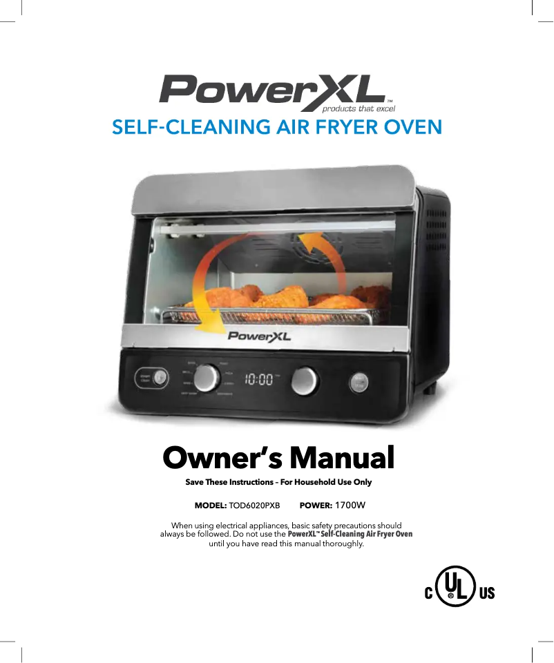Imagen de la primera página del manual del dispositivo Self Cleaning Air Fryer Oven TOD602BDIS