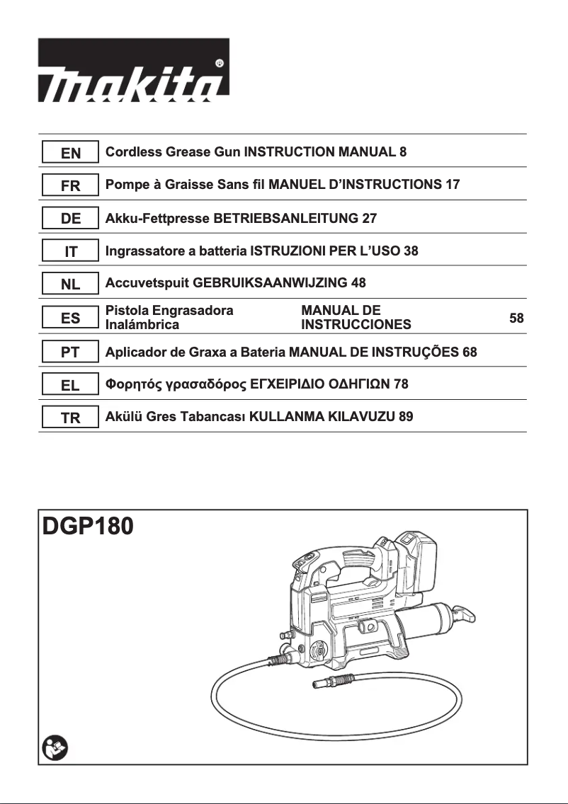 Página 1 del manual Manual de usuario Makita DGP180Z