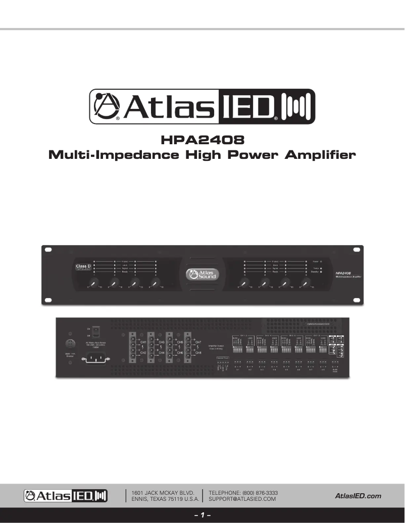 Imagen de la primera página del manual del dispositivo HPA2408