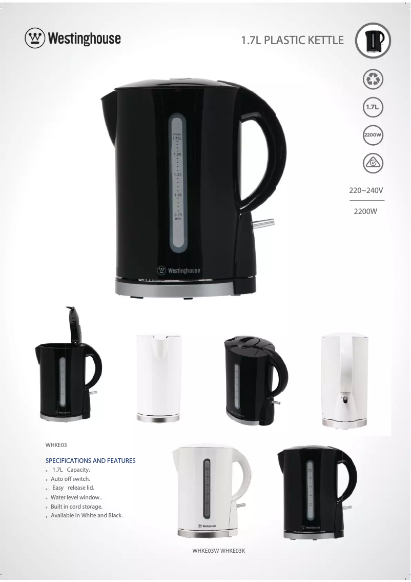 Página nº 1 - Ficha técnica Westinghouse WHKE03K