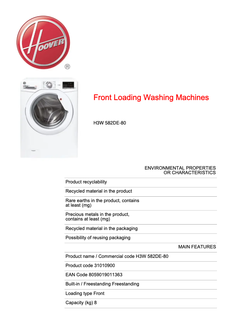 Imagen de la primera página del manual del dispositivo H3W 582DE-80