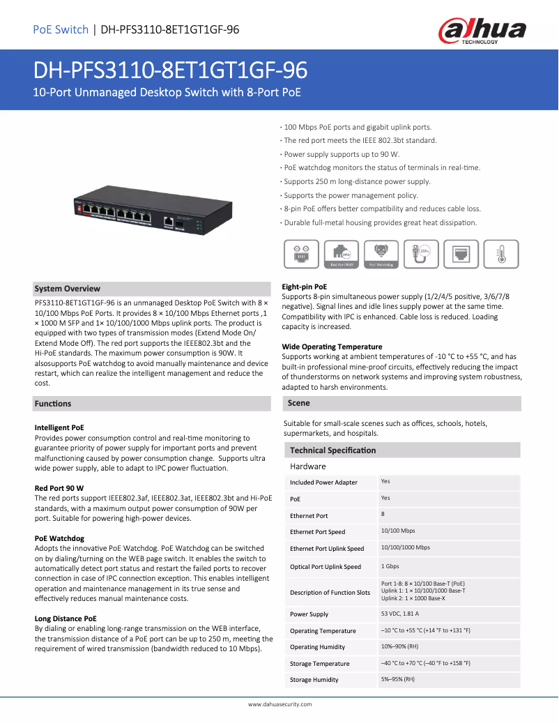 Imagen de la primera página del manual del dispositivo PFS3110-8ET1GT1GF-96