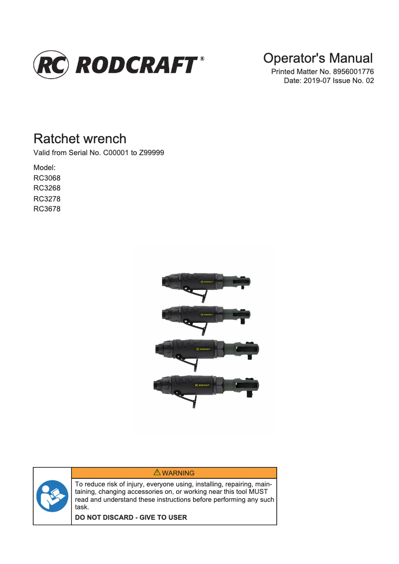 Página nº 1 - Manual de usuario Rodcraft RC3268