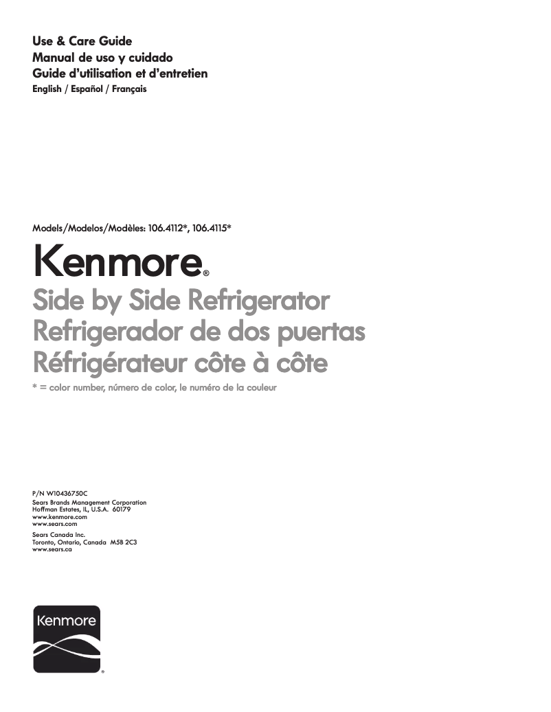 Página 1 del manual Manual de usuario Kenmore 106.41172