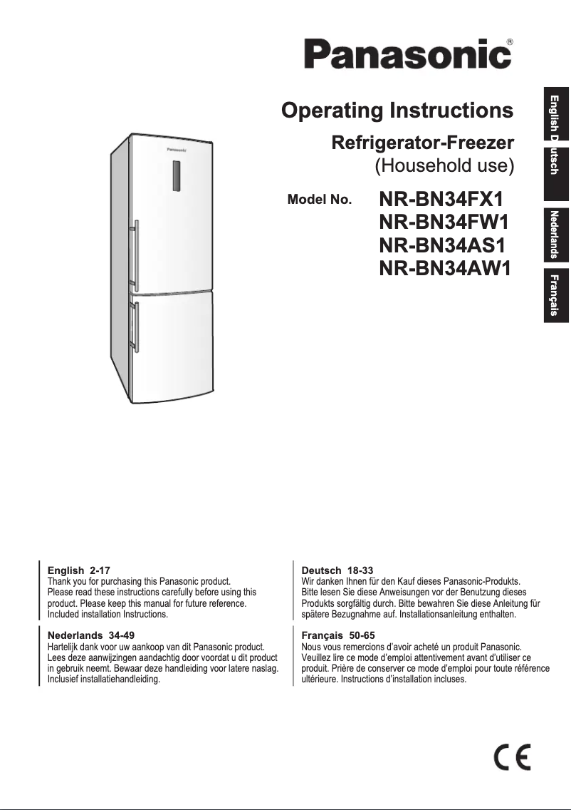 Página 1 del manual Manual de usuario Panasonic NR-BN34FX1