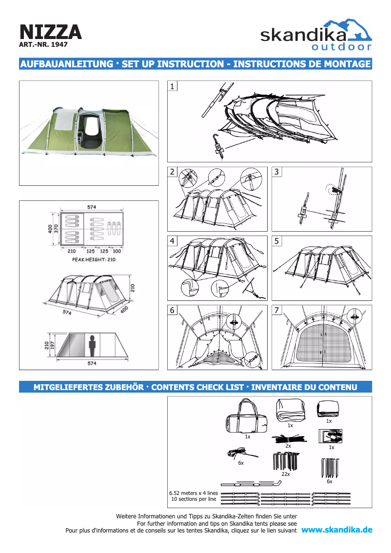 Página 1 del manual Manual de usuario Skandika Nizza grün