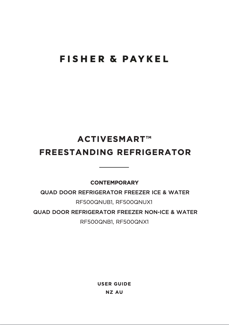 Imagen de la primera página del manual del dispositivo RF500QNB1