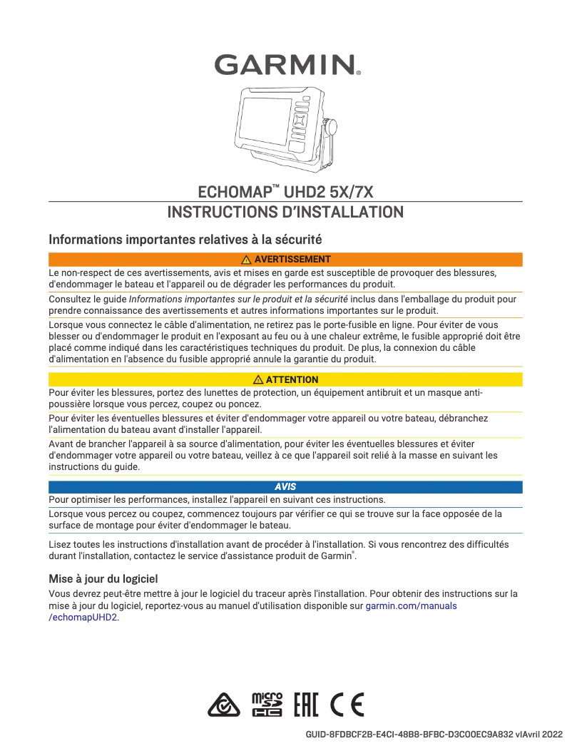 Imagen de la primera página del manual del dispositivo ECHOMAP UHD2 5X