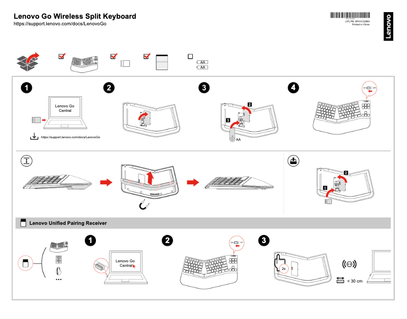 Imagen de la primera página del manual del dispositivo Go Wireless Split Keyboard