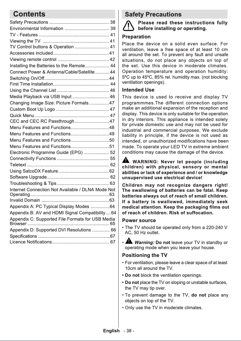 Imagen de la primera página del manual del dispositivo D32H278A3CW