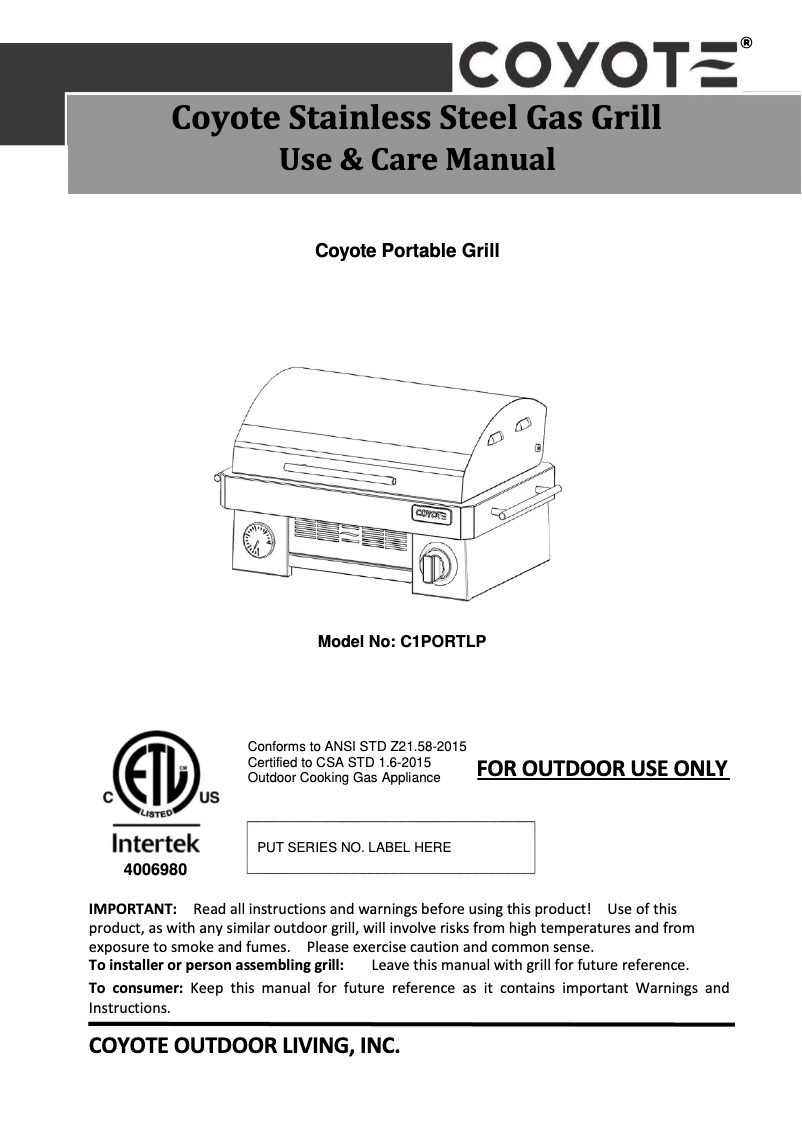 Imagen de la primera página del manual del dispositivo C1PORTLP