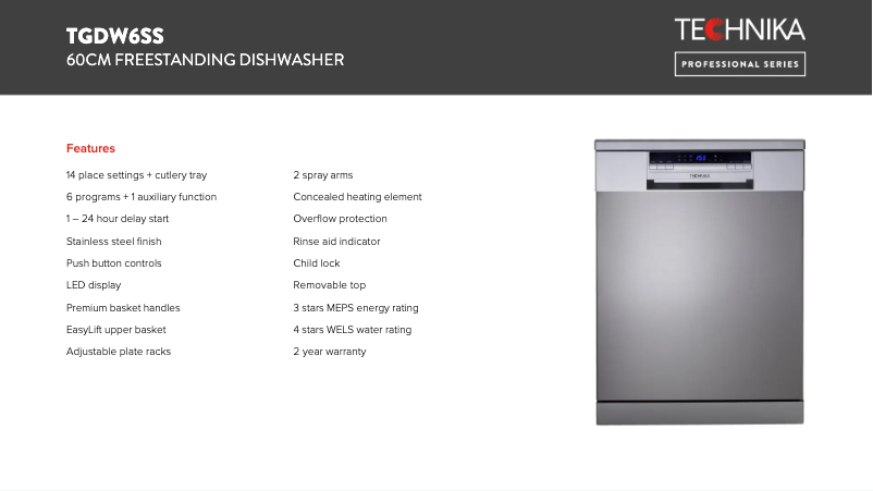 Imagen de la primera página del manual del dispositivo TGDW6SS