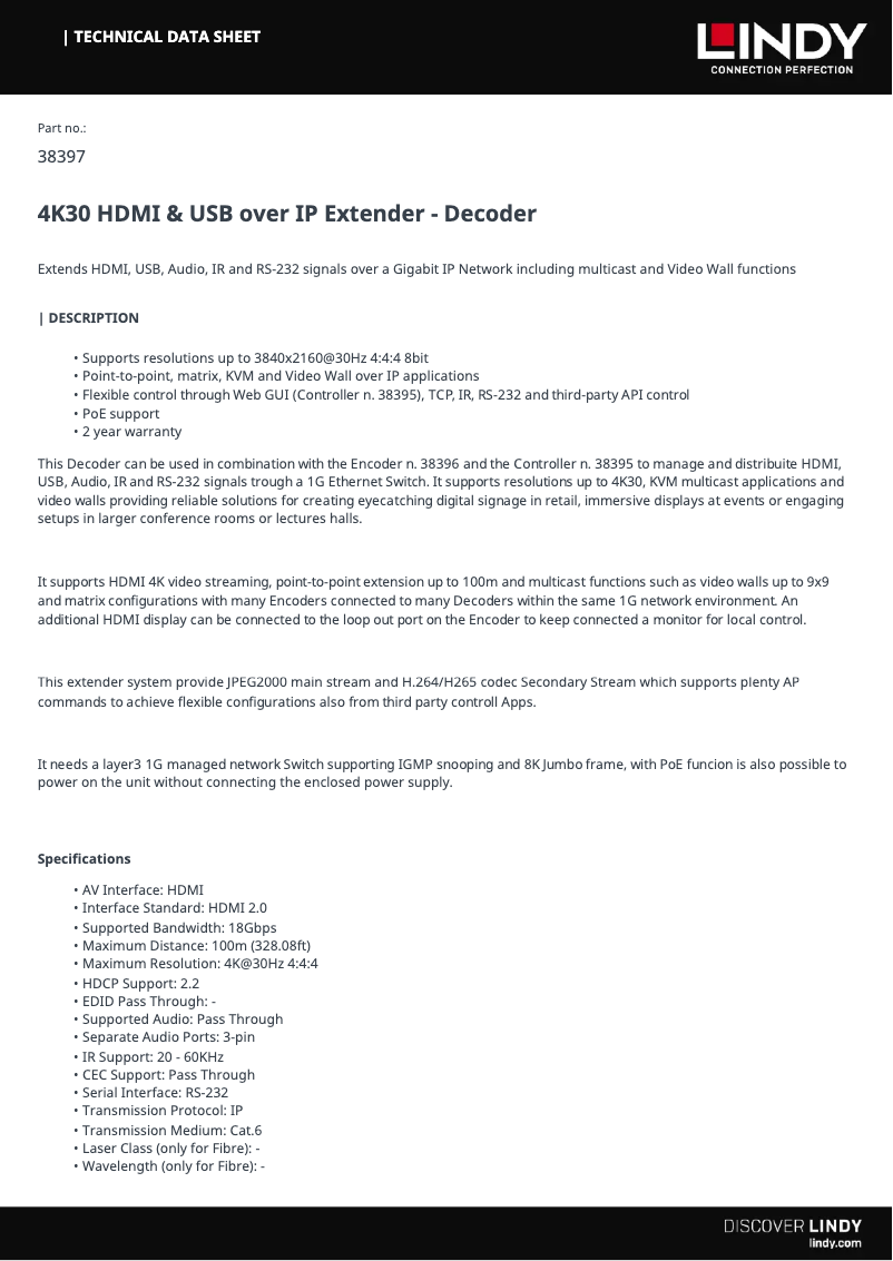 Página 1 del manual Manual de usuario Lindy 38397